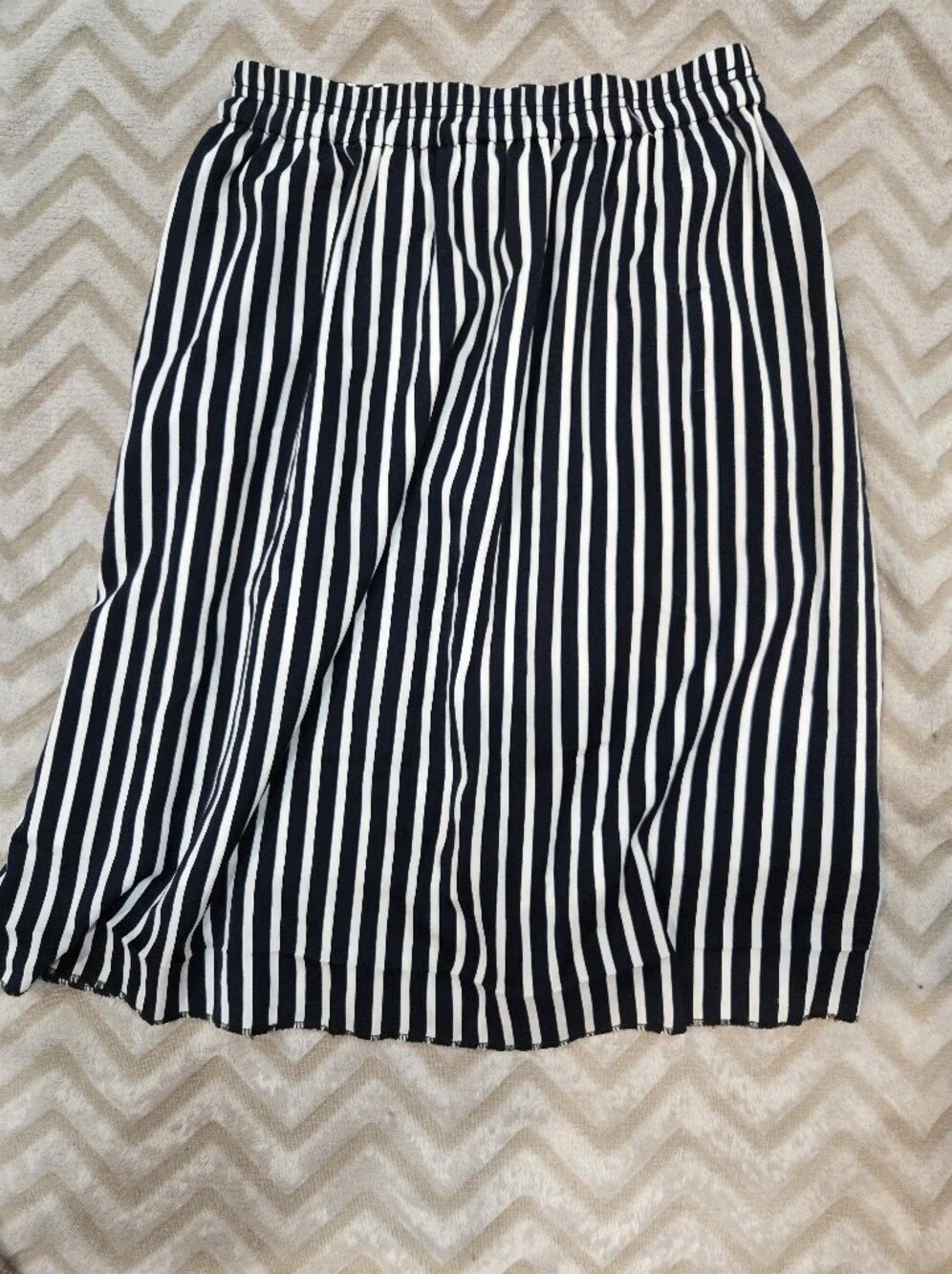 J.Crew Striped Navy and White A-Line Skirt - Classic Women's Skirt Size 0